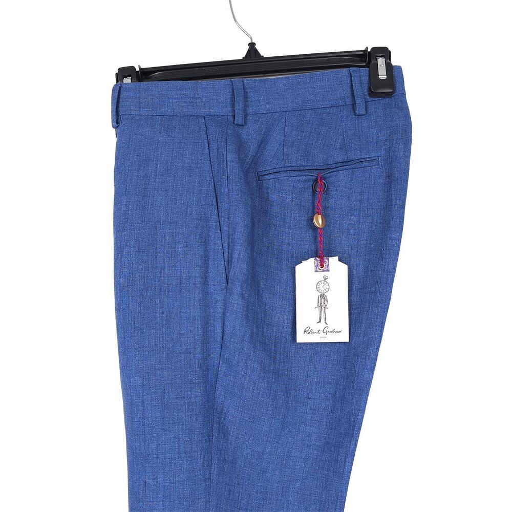 Robert Graham Mens Modern Fit Linen Suit Pants 30 R Blue Solid Russell NWT